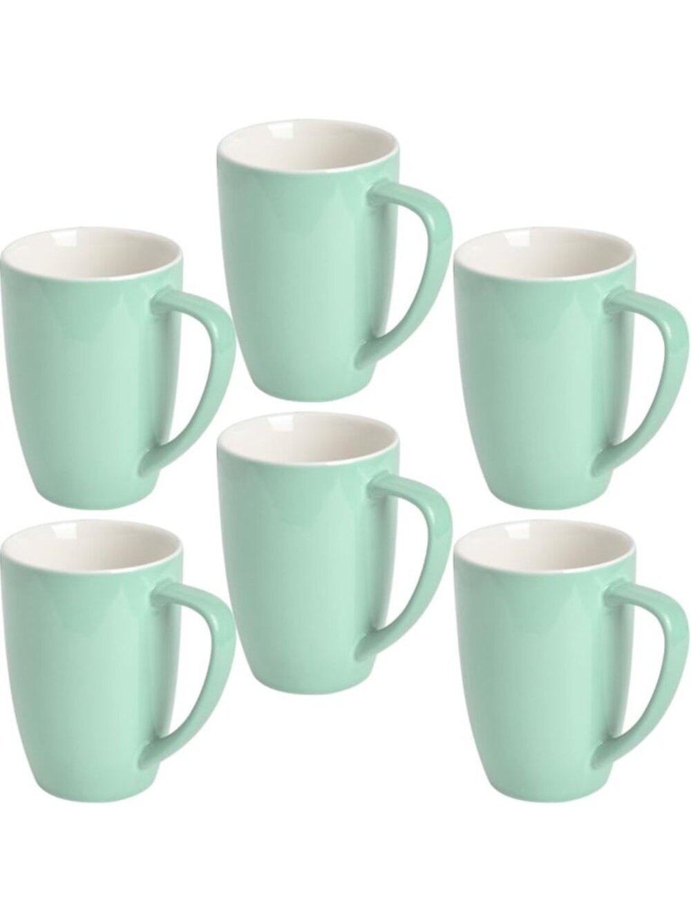 Set of 6 Turquoise Porcelain Mugs - Perfect for Tea, Latte, Mocha & Hot